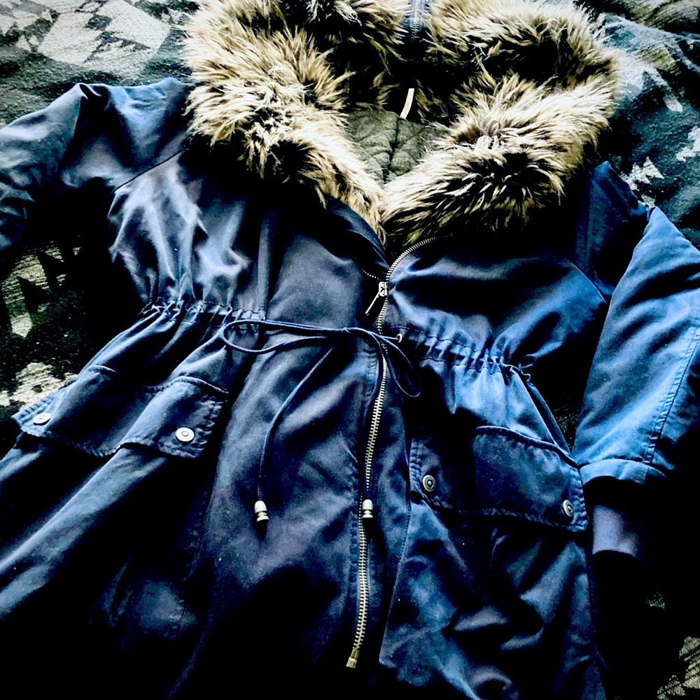 Free People Faux Fur Canvas Field Jacket